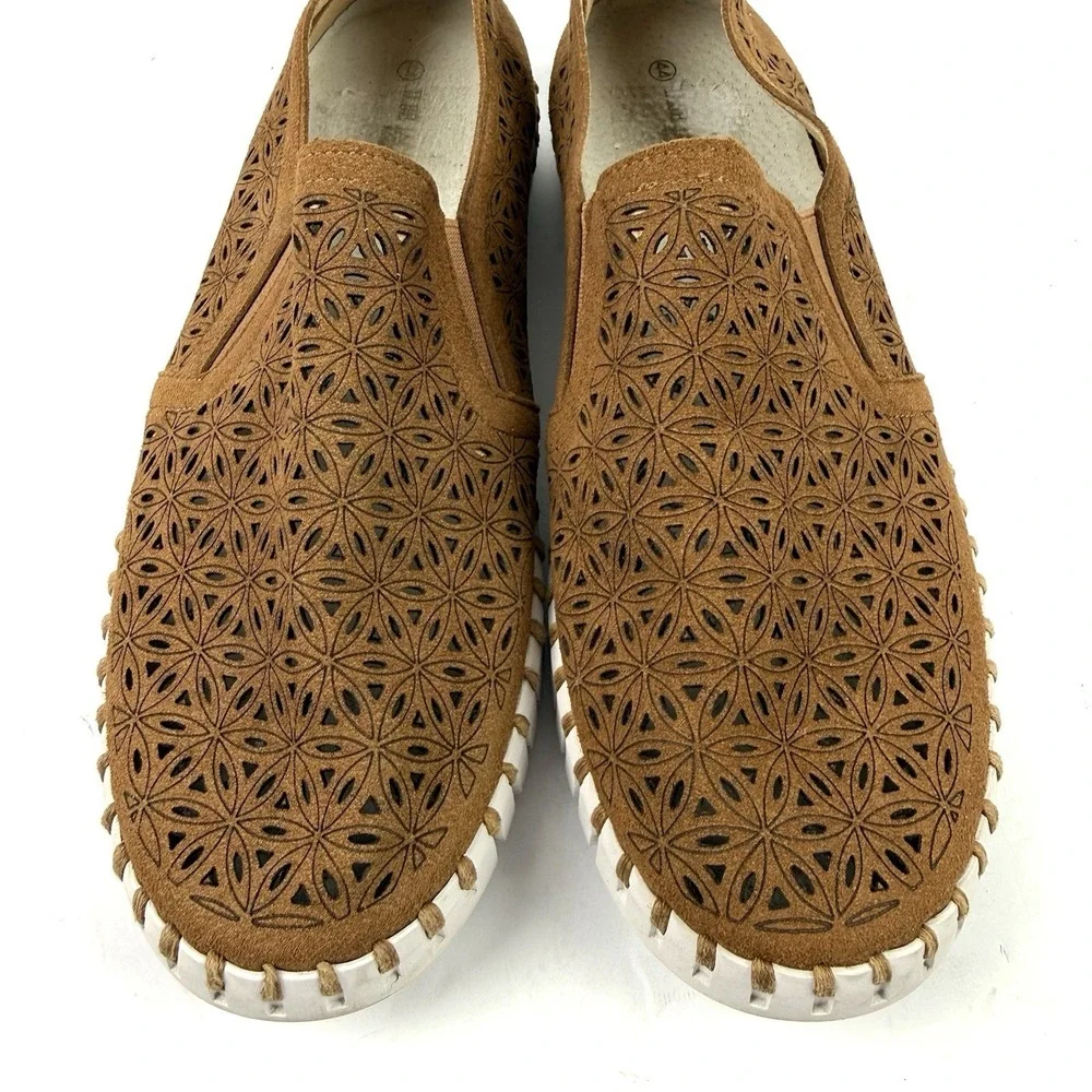 Ilse Jacobsen Mens Tulip Shoes 44 Brown‎ Cashew Perforated Slip On Comfort